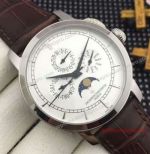 Best Replica Vacheron Constantin Watch Price List - Traditionelle Moonphase Brown Leather Watch